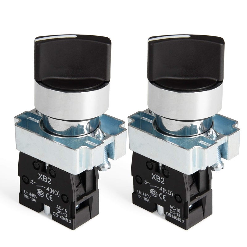 APIELE (Pack of 2) 22mm 2 Position Selector Switch Maintained 1NO XB2-10X/21 (2 Position Maintained) - Image 1